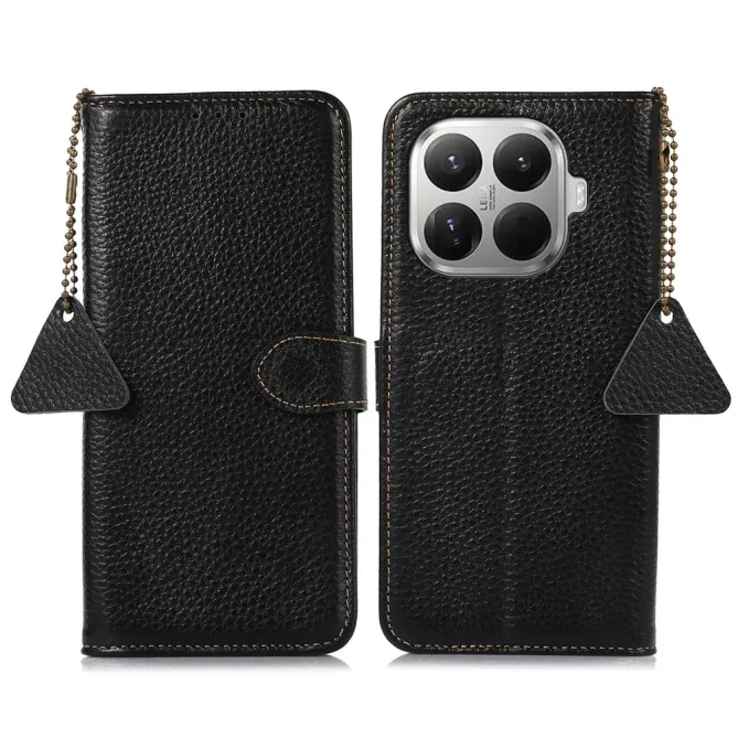 Housse Xiaomi 17T Cuir Véritable avec Chaîne Pendentif