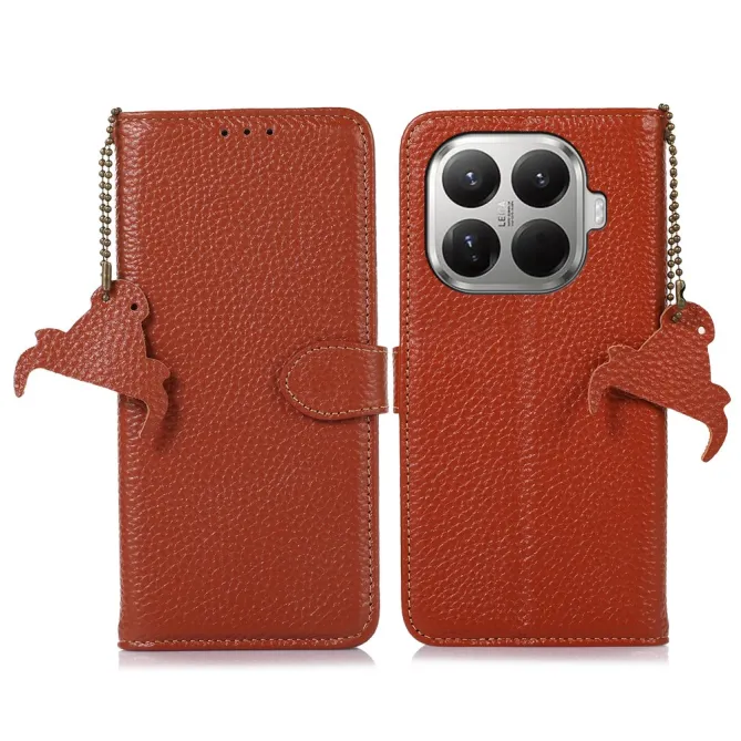 Housse Xiaomi 17T Cuir Véritable avec Chaîne Pendentif