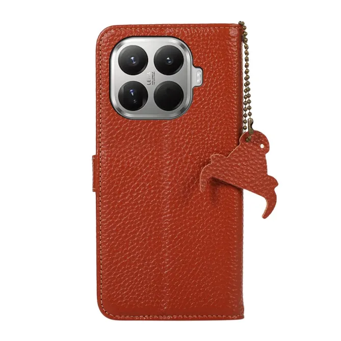 Housse Xiaomi 17T Cuir Véritable avec Chaîne Pendentif
