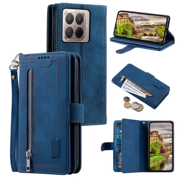 Housse Xiaomi 17T zippée 9 cartes simili cuir dragonne