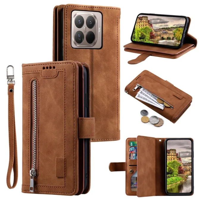 Housse Xiaomi 17T zippée 9 cartes simili cuir dragonne