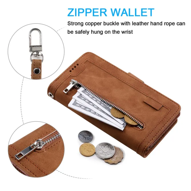 Housse Xiaomi 17T zippée 9 cartes simili cuir dragonne