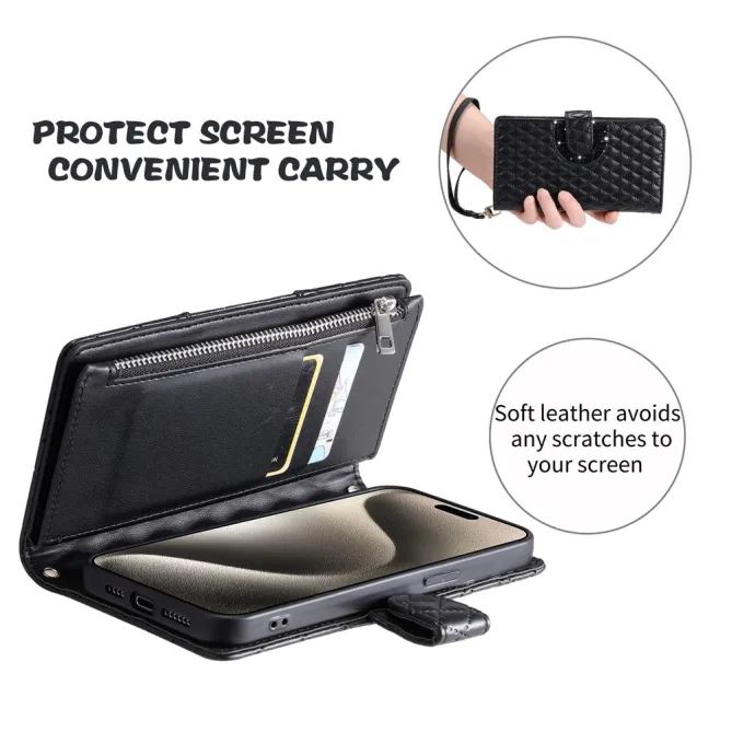 Housse Xiaomi 17T matelassée zippée porte-cartes dragonne