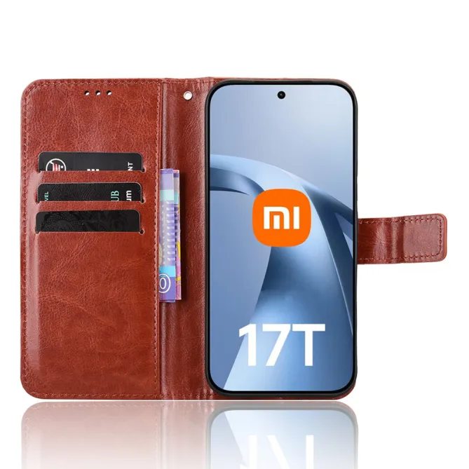 Housse Xiaomi 17T Portefeuille Effet Cuir Patiné