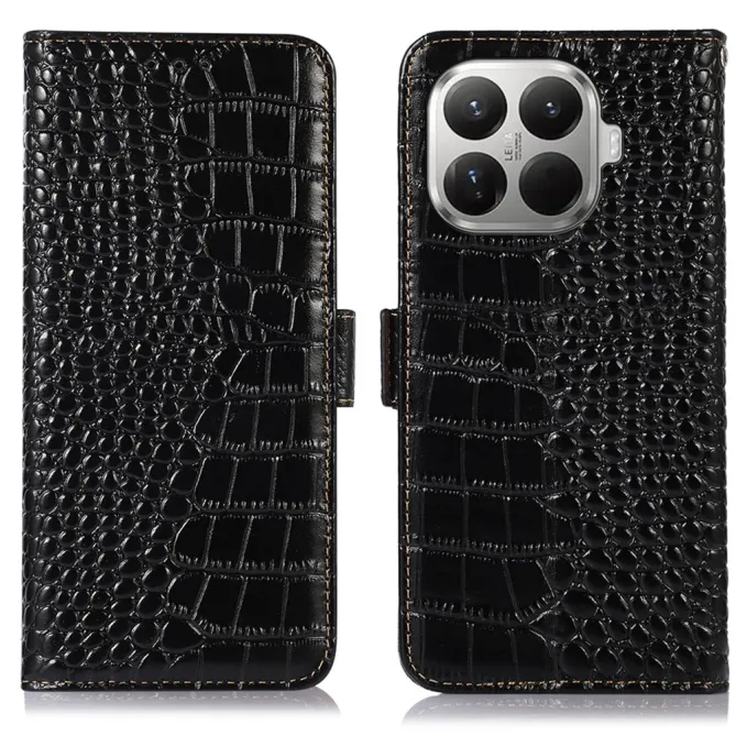 Housse Xiaomi 17T cuir véritable aspect croco