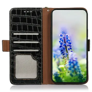 Housse Xiaomi 17T cuir véritable aspect croco