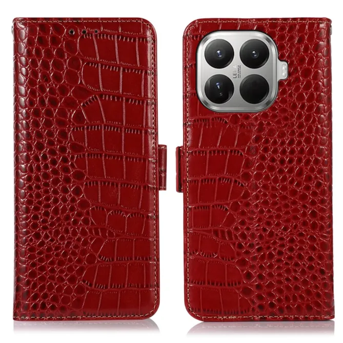 Housse Xiaomi 17T cuir véritable aspect croco