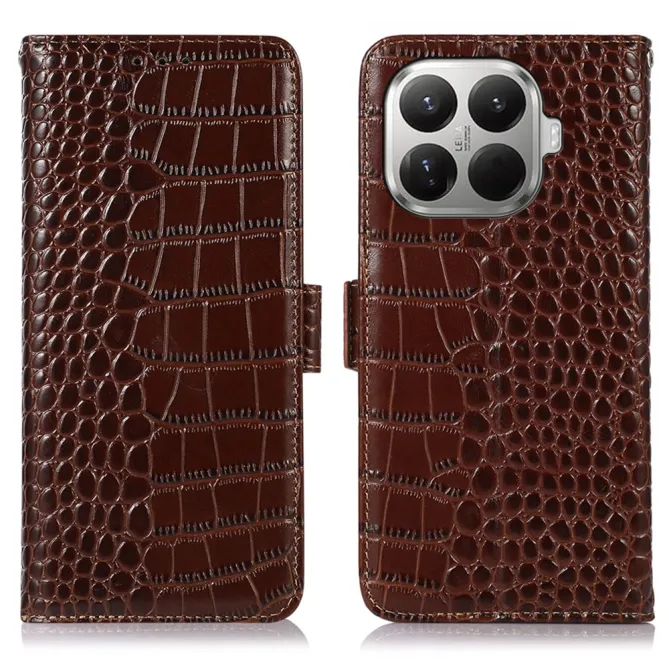 Housse Xiaomi 17T cuir véritable aspect croco
