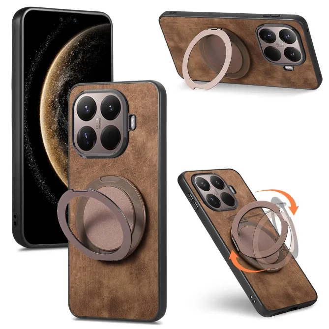 Coque Xiaomi 17T Pro Simili Cuir Rétro Anneau Rotatif