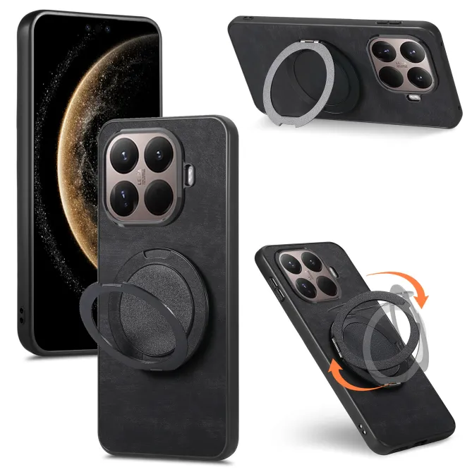 Coque Xiaomi 17T Pro Simili Cuir Rétro Anneau Rotatif