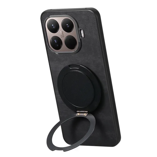 Coque Xiaomi 17T Pro Simili Cuir Rétro Anneau Rotatif