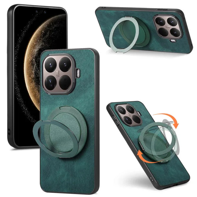 Coque Xiaomi 17T Pro Simili Cuir Rétro Anneau Rotatif