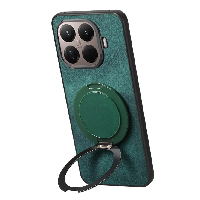 Coque Xiaomi 17T Pro Simili Cuir Rétro Anneau Rotatif