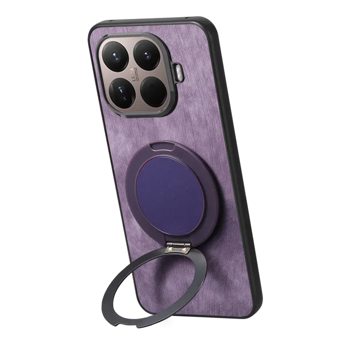 Coque Xiaomi 17T Pro Simili Cuir Rétro Anneau Rotatif