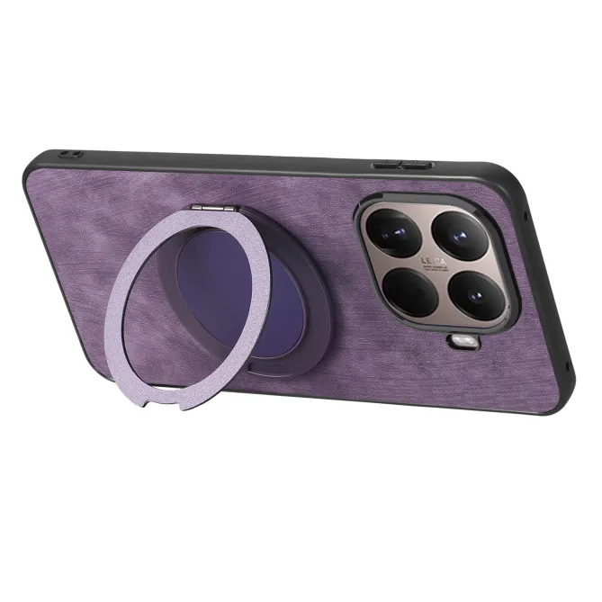 Coque Xiaomi 17T Pro Simili Cuir Rétro Anneau Rotatif