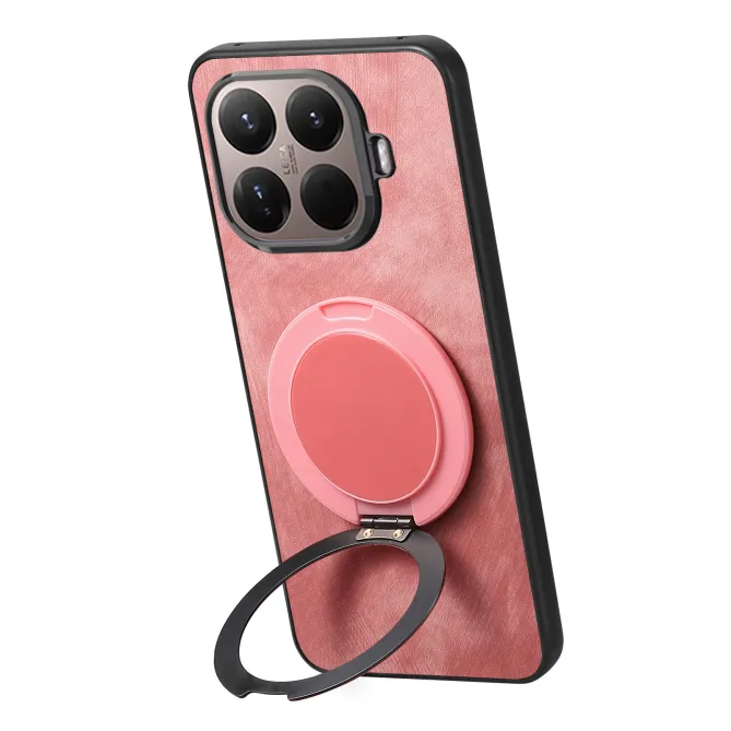 Coque Xiaomi 17T Pro Simili Cuir Rétro Anneau Rotatif