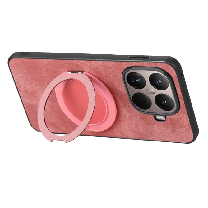 Coque Xiaomi 17T Pro Simili Cuir Rétro Anneau Rotatif