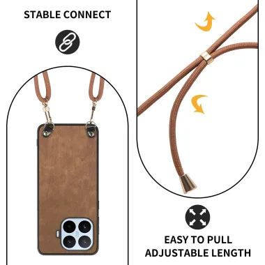 Coque Xiaomi 17T Pro Simili Cuir Rétro Cordon Bandoulière Ajustable