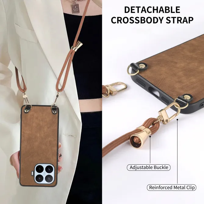 Coque Xiaomi 17T Pro Simili Cuir Rétro Cordon Bandoulière Ajustable
