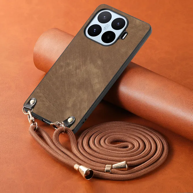 Coque Xiaomi 17T Pro Simili Cuir Rétro Cordon Bandoulière Ajustable