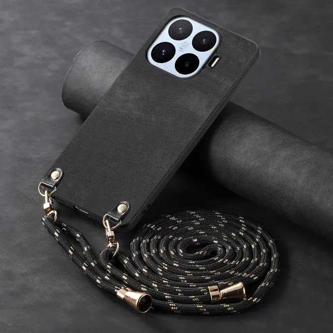 Coque Xiaomi 17T Pro Simili Cuir Rétro Cordon Bandoulière Ajustable