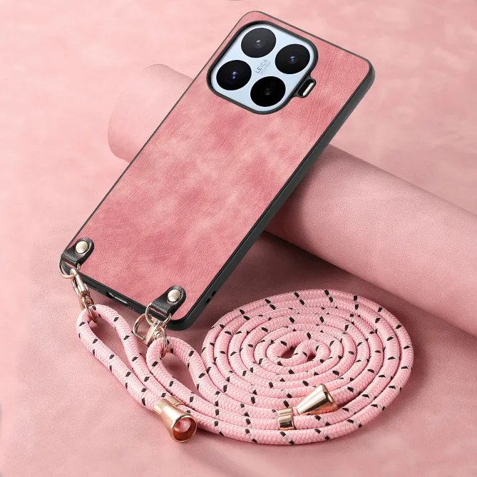Coque Xiaomi 17T Pro Simili Cuir Rétro Cordon Bandoulière Ajustable
