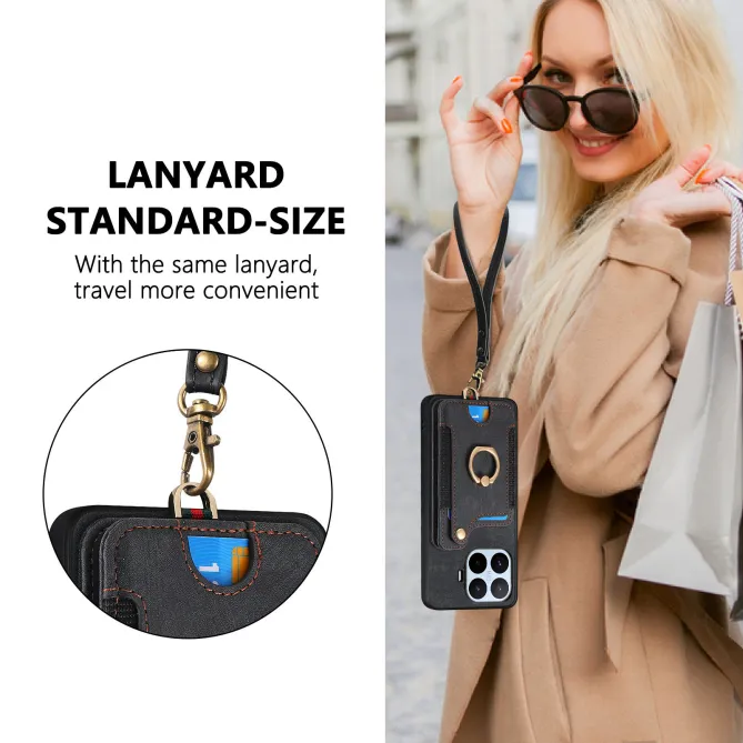 Coque Xiaomi 17T Pro Simili Cuir Rétro Porte-Cartes RFID Anneau Rotatif