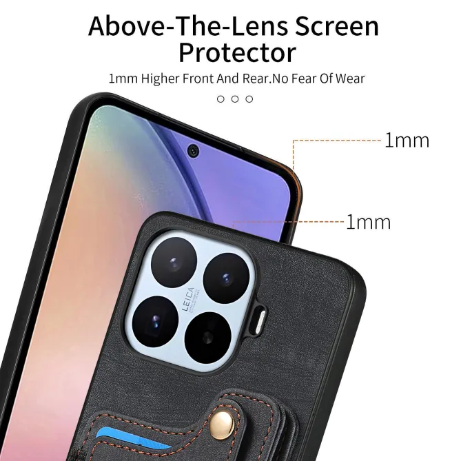 Coque Xiaomi 17T Pro Simili Cuir Rétro Porte-Cartes RFID Anneau Rotatif
