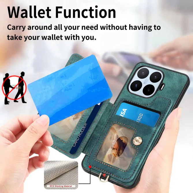 Coque Xiaomi 17T Pro Simili Cuir Rétro Porte-Cartes RFID Anneau Rotatif