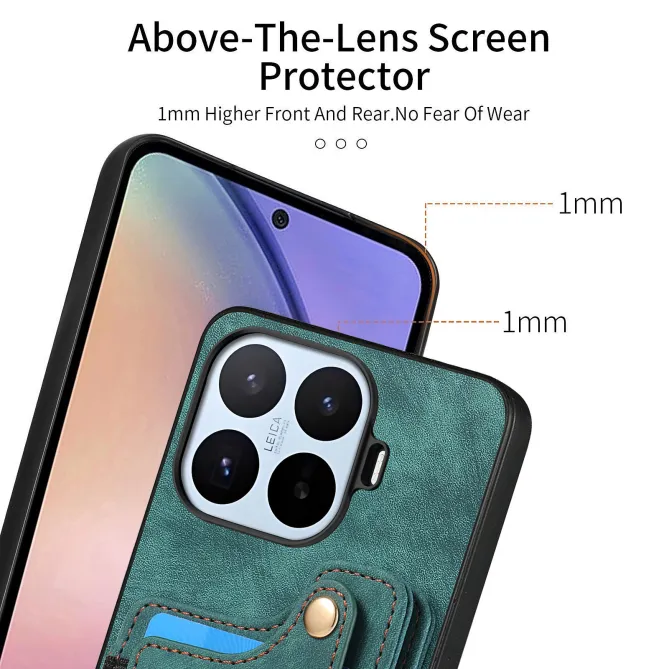 Coque Xiaomi 17T Pro Simili Cuir Rétro Porte-Cartes RFID Anneau Rotatif