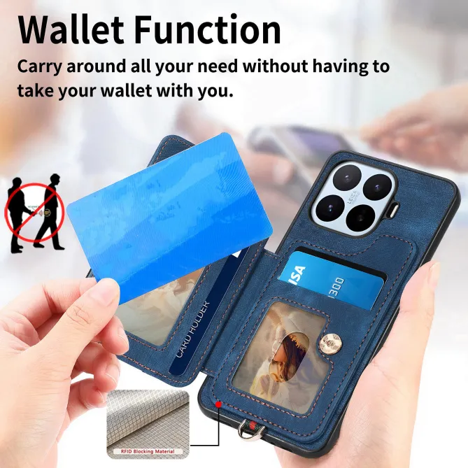 Coque Xiaomi 17T Pro Simili Cuir Rétro Porte-Cartes RFID Anneau Rotatif