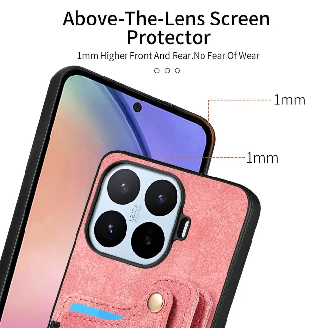Coque Xiaomi 17T Pro Simili Cuir Rétro Porte-Cartes RFID Anneau Rotatif