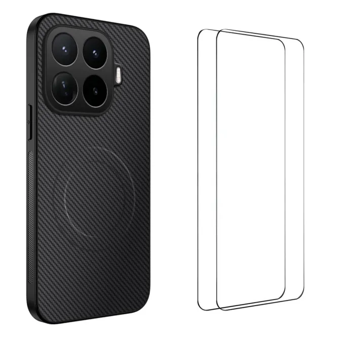 Coque Xiaomi 17T Pro Fibre de Carbone Magnétique avec 2 Verres Trempés