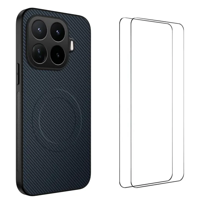 Coque Xiaomi 17T Pro Fibre de Carbone Magnétique avec 2 Verres Trempés