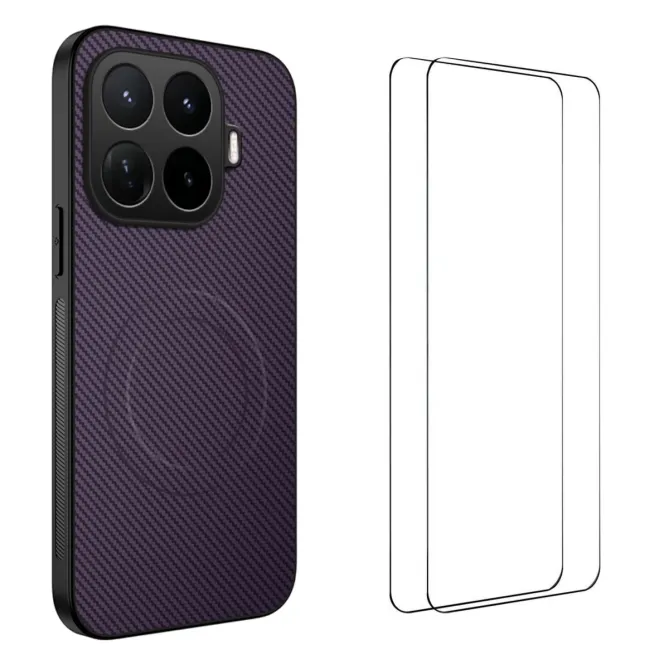 Coque Xiaomi 17T Pro Fibre de Carbone Magnétique avec 2 Verres Trempés