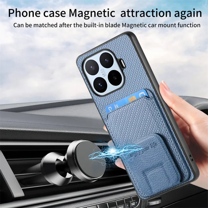Coque Xiaomi 17T Pro Fibre de Carbone Porte-Cartes Support Rabattable