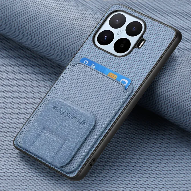 Coque Xiaomi 17T Pro Fibre de Carbone Porte-Cartes Support Rabattable