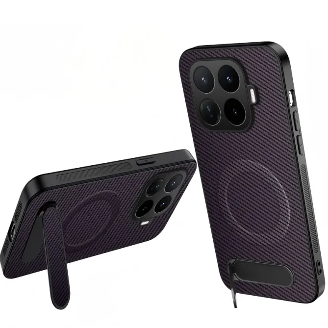 Coque Xiaomi 17T Pro Fibre de Carbone Magnétique avec Support