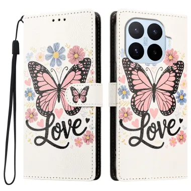 Housse Xiaomi 17T Pro Papillon Love Rabat Simili Cuir Dragonne