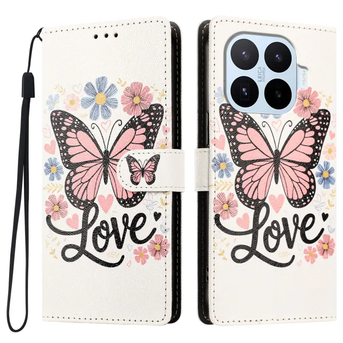 Housse Xiaomi 17T Pro Papillon Love Rabat Simili Cuir Dragonne