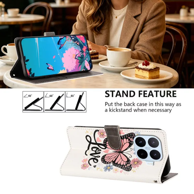 Housse Xiaomi 17T Pro Papillon Love Rabat Simili Cuir Dragonne