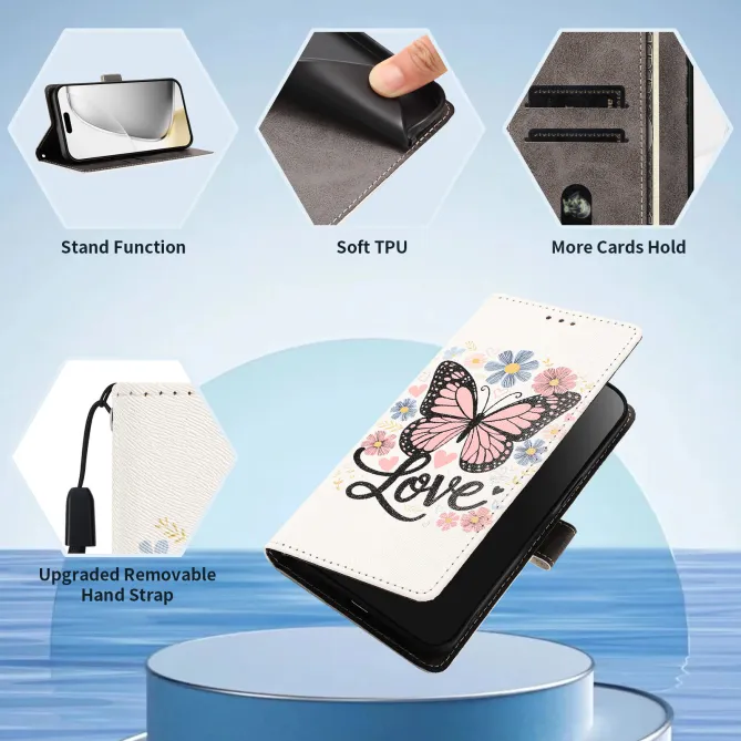 Housse Xiaomi 17T Pro Papillon Love Rabat Simili Cuir Dragonne
