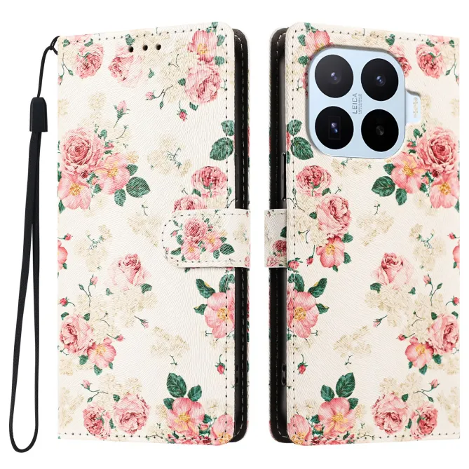 Housse Xiaomi 17T Pro Fleurie Roses Vintage avec Dragonne