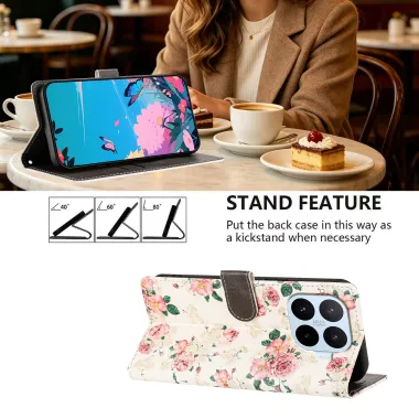 Housse Xiaomi 17T Pro Fleurie Roses Vintage avec Dragonne