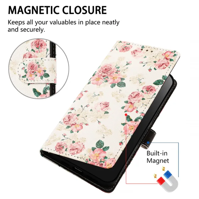 Housse Xiaomi 17T Pro Fleurie Roses Vintage avec Dragonne