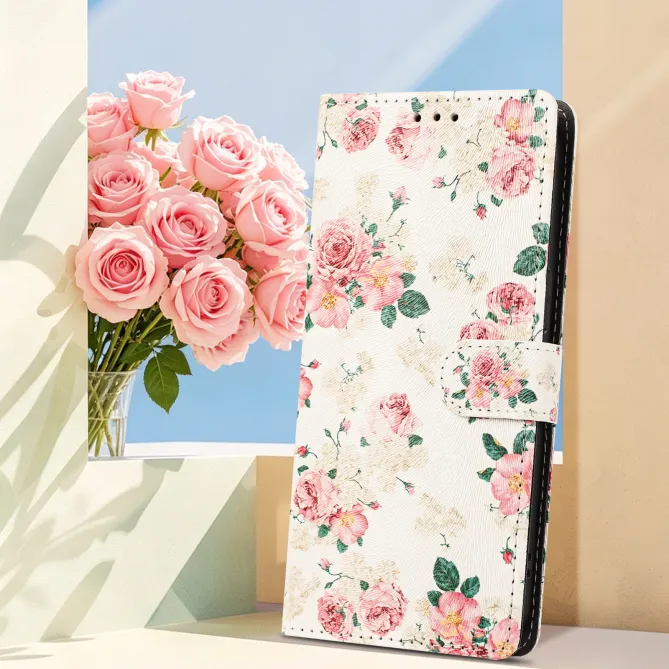 Housse Xiaomi 17T Pro Fleurie Roses Vintage avec Dragonne