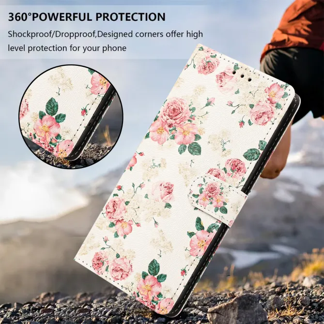Housse Xiaomi 17T Pro Fleurie Roses Vintage avec Dragonne