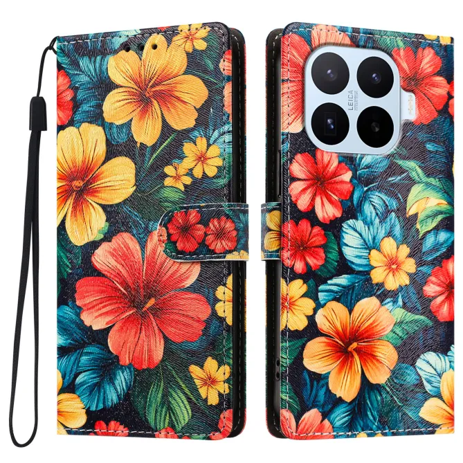 Housse Xiaomi 17T Pro Hibiscus Tropical Rabat Simili Cuir Dragonne