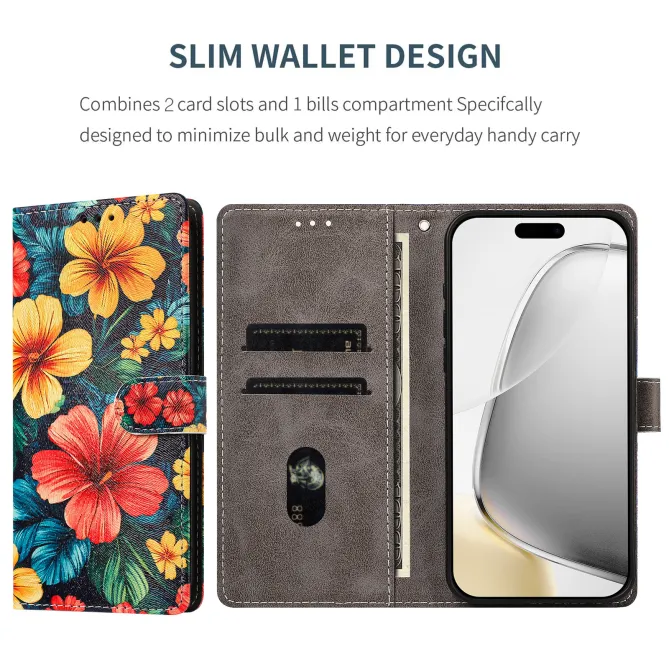 Housse Xiaomi 17T Pro Hibiscus Tropical Rabat Simili Cuir Dragonne