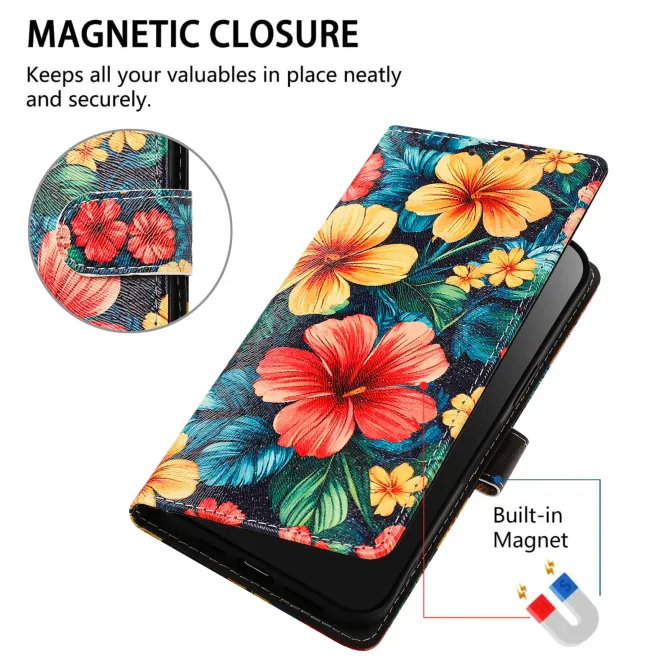 Housse Xiaomi 17T Pro Hibiscus Tropical Rabat Simili Cuir Dragonne
